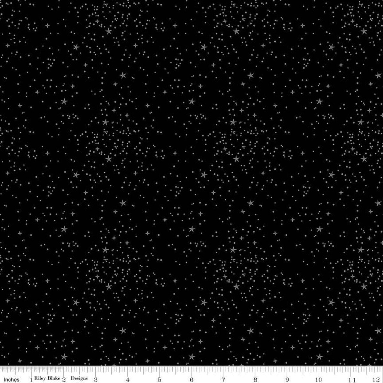 Fabric Riley Blake Black Stars Blackout by the Quarter Yard C16244-BLACK